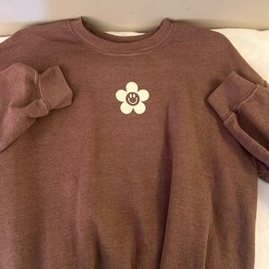PACSUN brown smiley crew! Size Small
